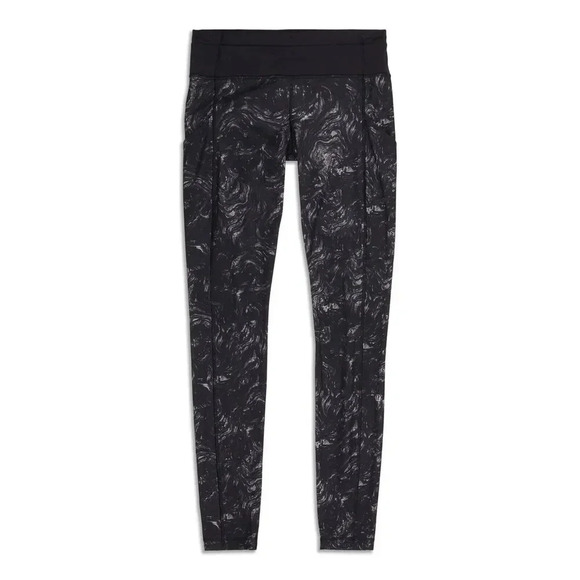 Lululemon Pants - Lululemon Women Tight Black Gray Speed Up Ambient Swirl Pockets Leggings Size 6